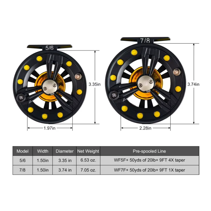 Carrete de mosca Goture 5/6 7/8 WT - eje grande, aleacion de aluminio - imagen 2