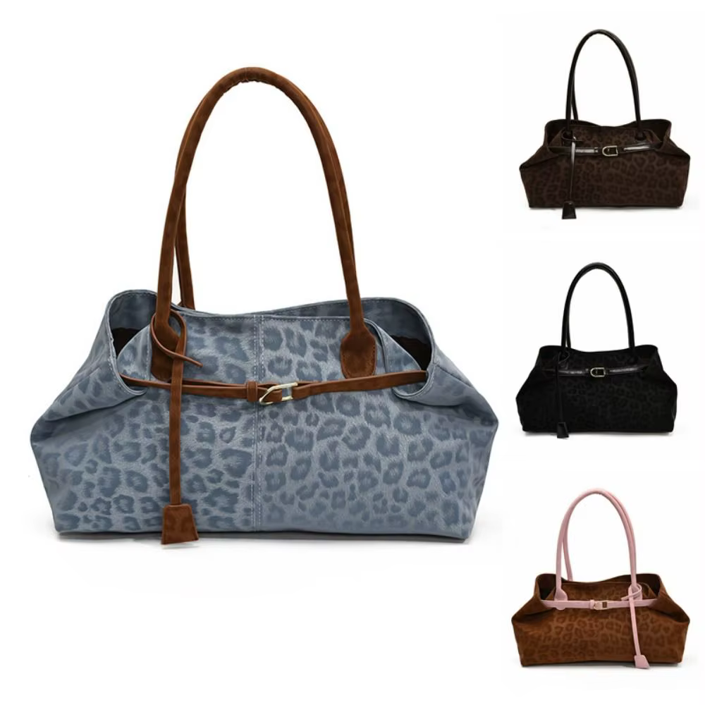 Bolso pesca estampado leopardo PU versátil gran capacidad