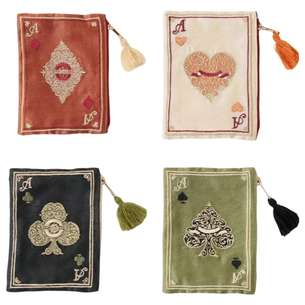 Bolsa cosmética bordada a mano estilo étnico con flecos - imagen 3