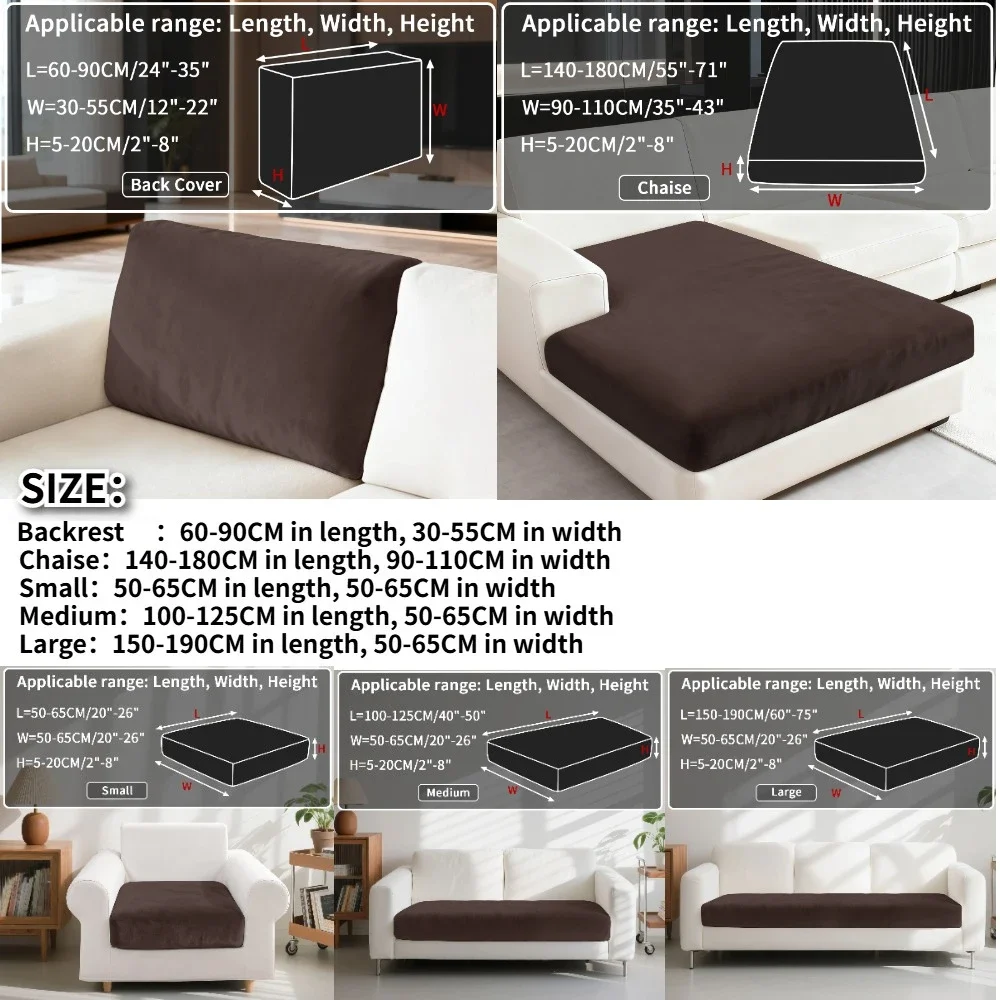 Funda terciopelo grueso suave protectora para asiento sofá y cojín - imagen 4