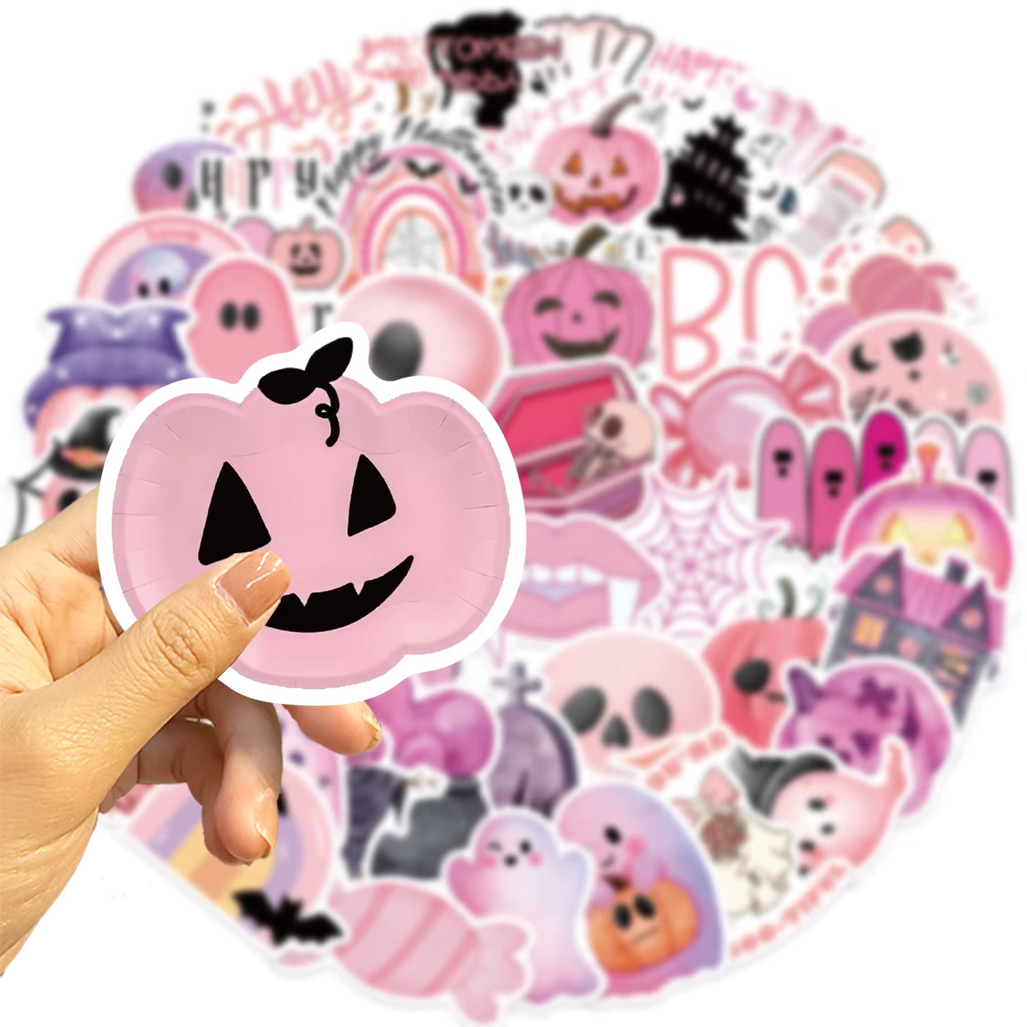 Pegatinas Halloween rosas impermeables - Dibujos animados para niños - imagen 2