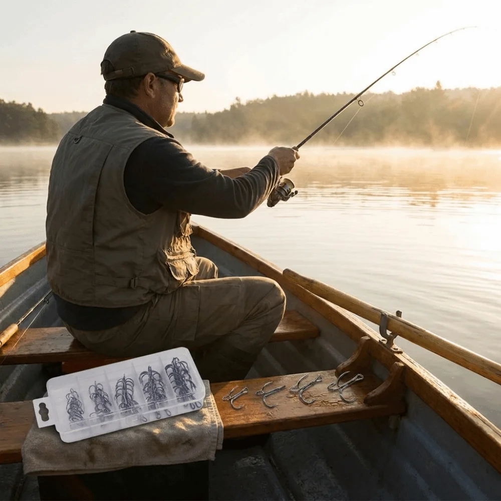 Anzuelos triples en kit de pesca