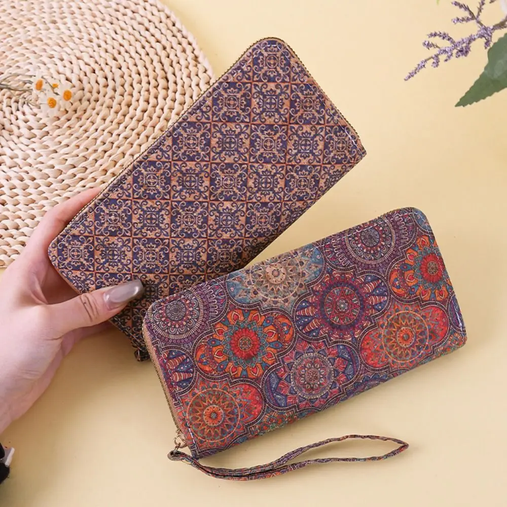 Cartera larga de mujer con estampado retro y cremallera - imagen 2