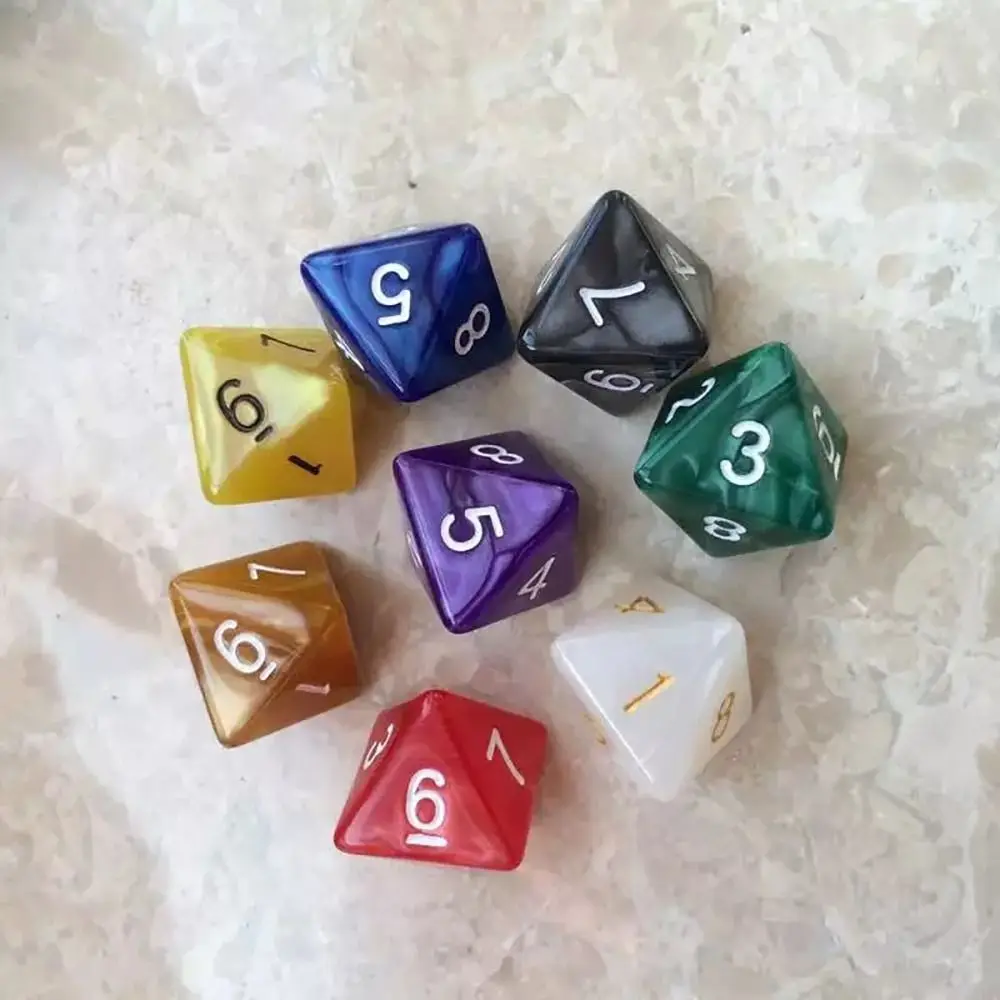 Dados poliédricos multifacéticos DND D8 acrílicos de colores - imagen 2
