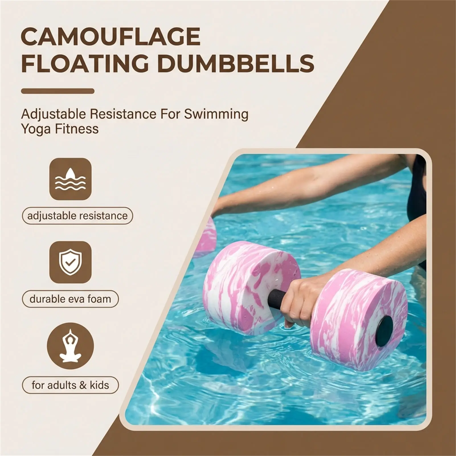 Mancuernas flotantes camuflaje con resistencia ajustable para natación - imagen 5