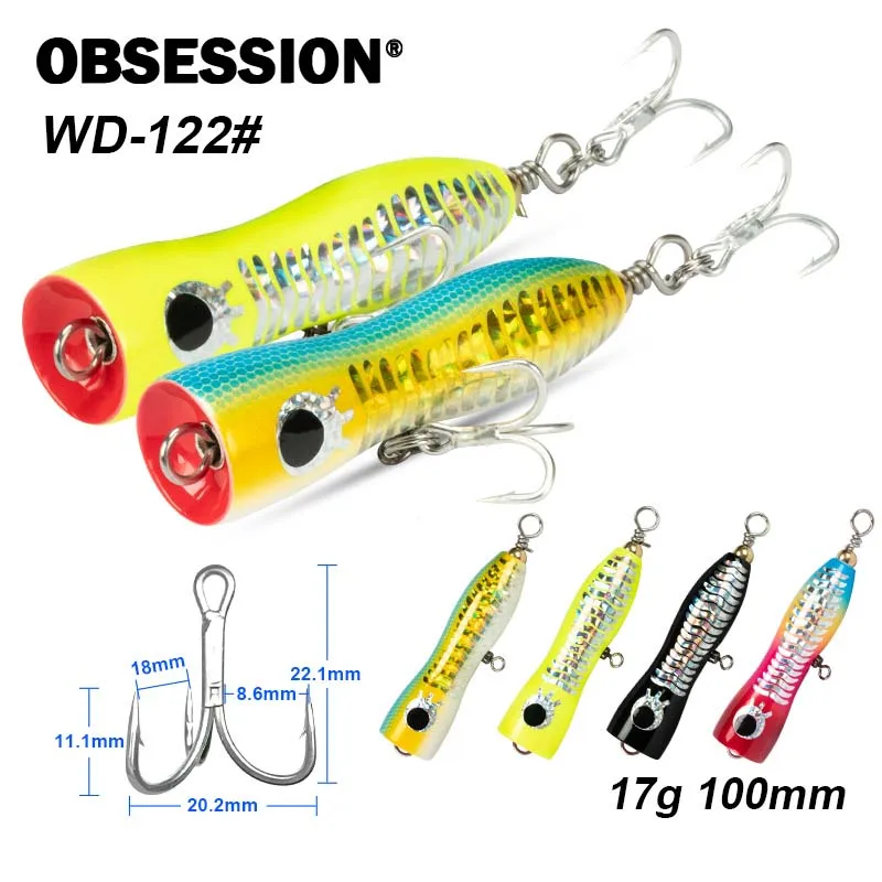 Popper de madera Obsessie WD122 – Señuelo topwater para trolling - imagen 3