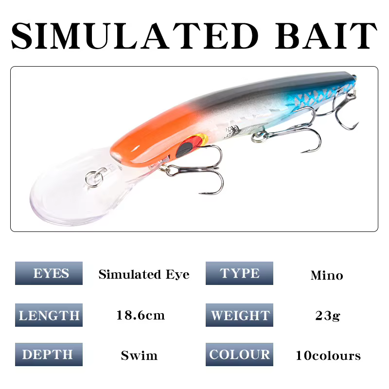 Crankbait Minnow para Buceo Profundo con Anzuelos Triples - imagen 4