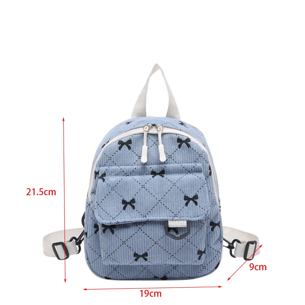 Mochila mini de pana con lazo estampado y bandolera para mujer - imagen 3