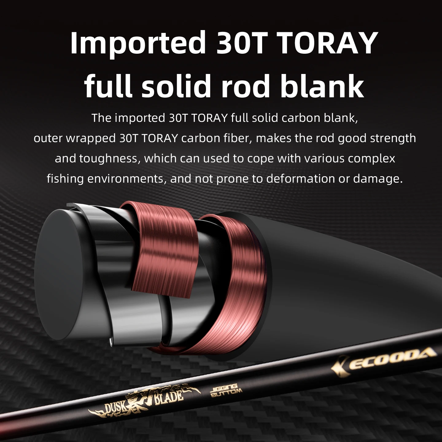 Ecooda Dusk Blade – Caña de barco 30T toray fibra de carbono - imagen 4