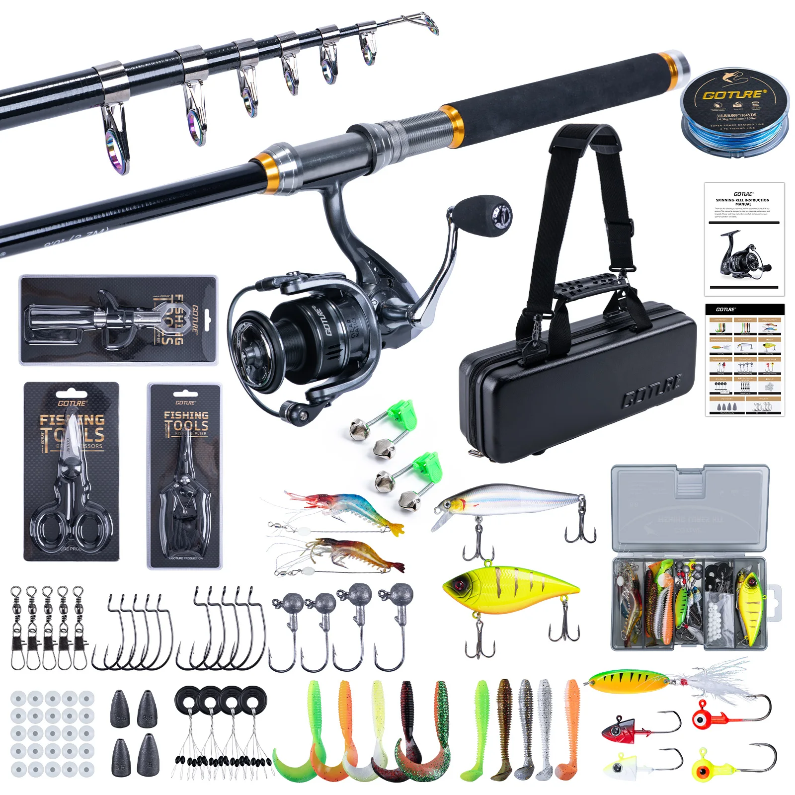 Accesorios de pesca incluidos en el set