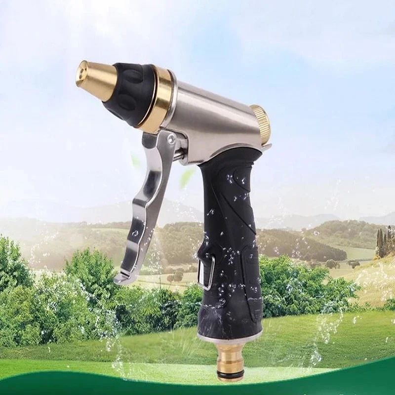 Pistola de riego latón 2026 para jardín con cabezal cromado