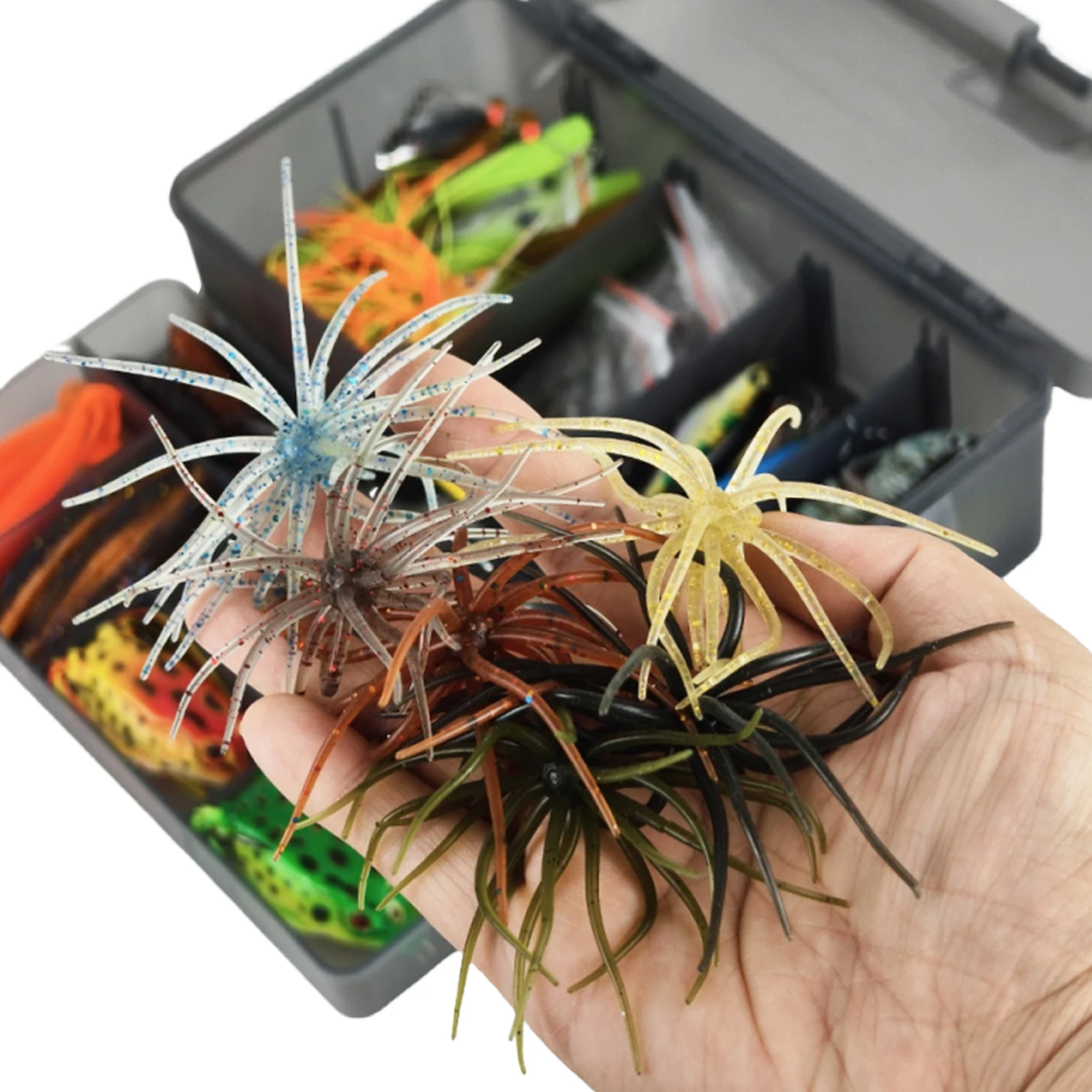 Kit de señuelos Fisher para pesca con lombrices blandas y cebo erizo - imagen 4