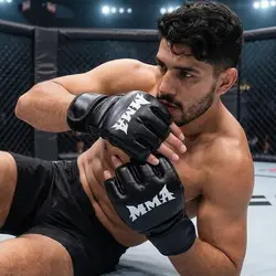 Guantes boxeo profesionales cuero medio dedo para kickboxing