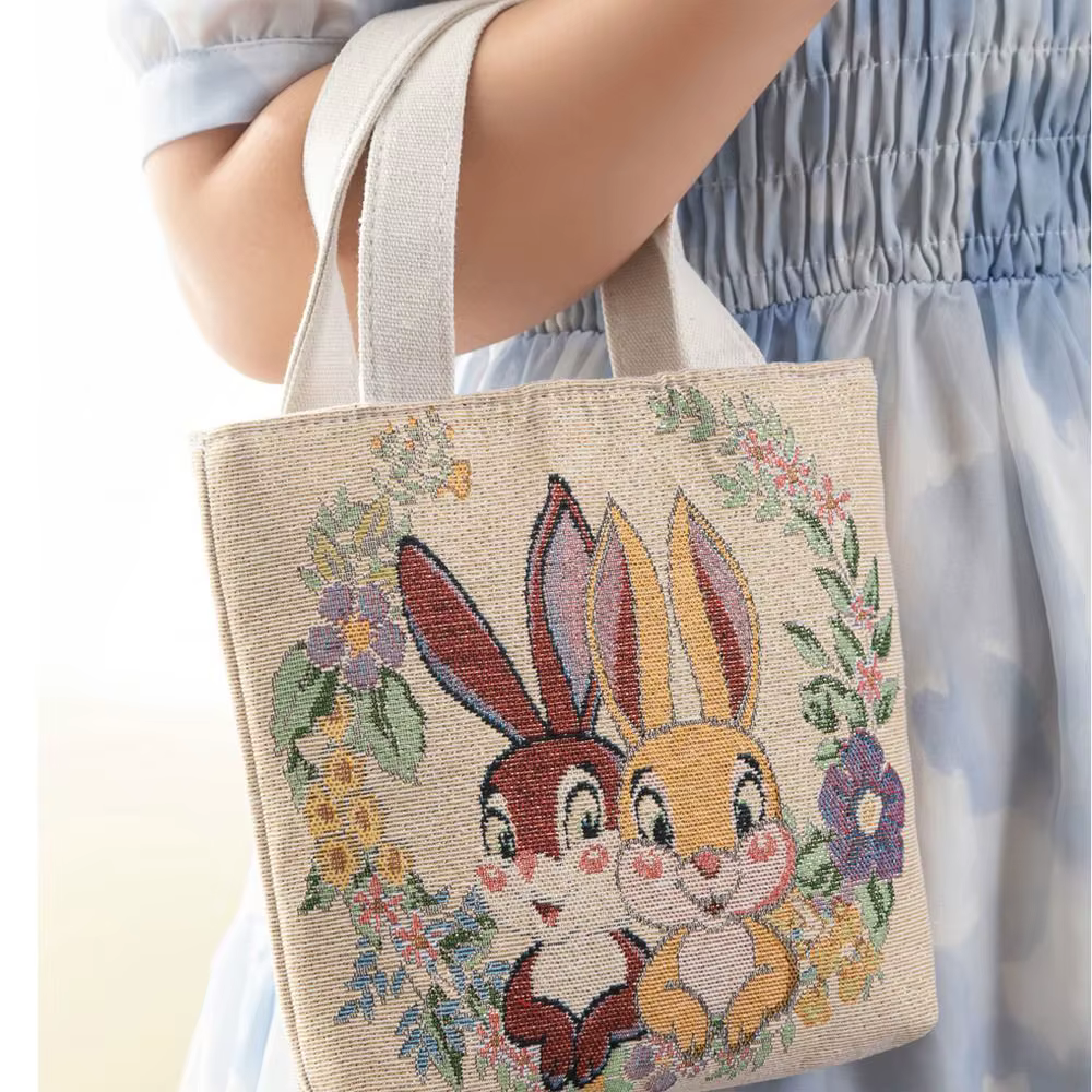 Bolsa de lona reutilizable grande con bordado de gatos y flores - imagen 5