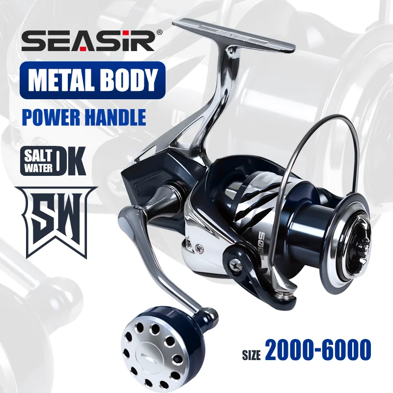 SEASIR Carrete de pesca giratorio 2000-6000-5,2:1-15 kg arrastre - imagen 4
