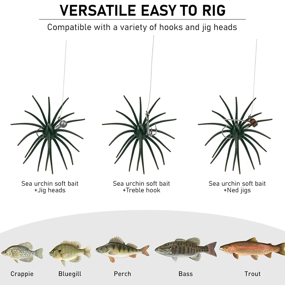 Swimbait flotante TPE biónico erizo de mar para jig rig lubina trucha - imagen 5