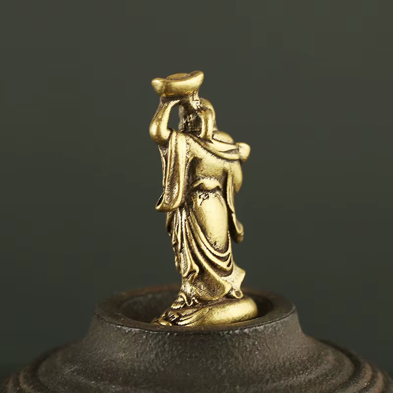 Buda Maitreya en latón y cobre para escritorio - imagen 4