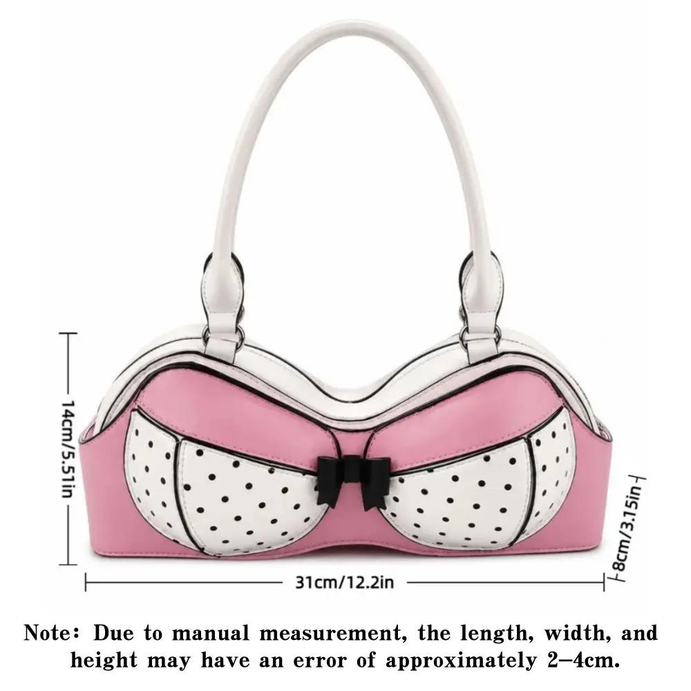 Bolso con lunares rosa y blanco y lazo decorativo