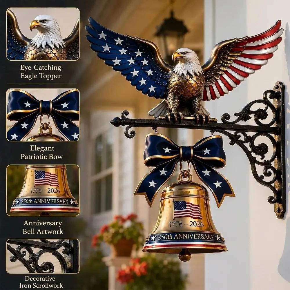 Campana patriótica con forma de águila – adorno colgante grabado - imagen 2