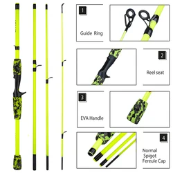Caña spinning ultraligera portátil para señuelos, mango EVA