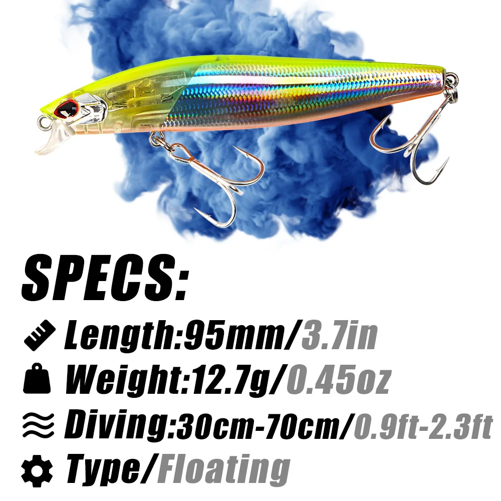 B & U JERK MINNOW Flotante - Señuelo para agua salada profesional - imagen 4