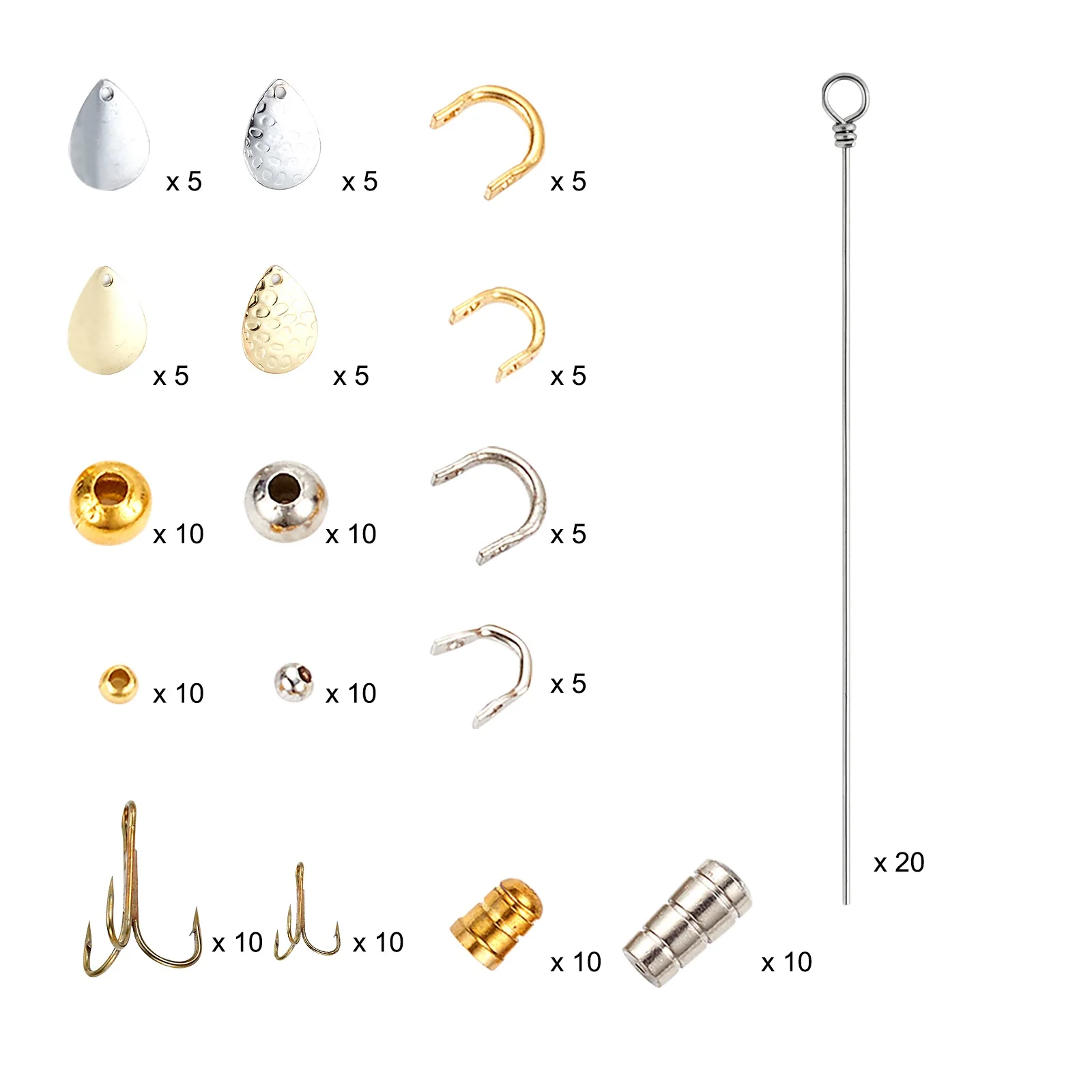 Componentes del kit para montar spinnerbaits y más