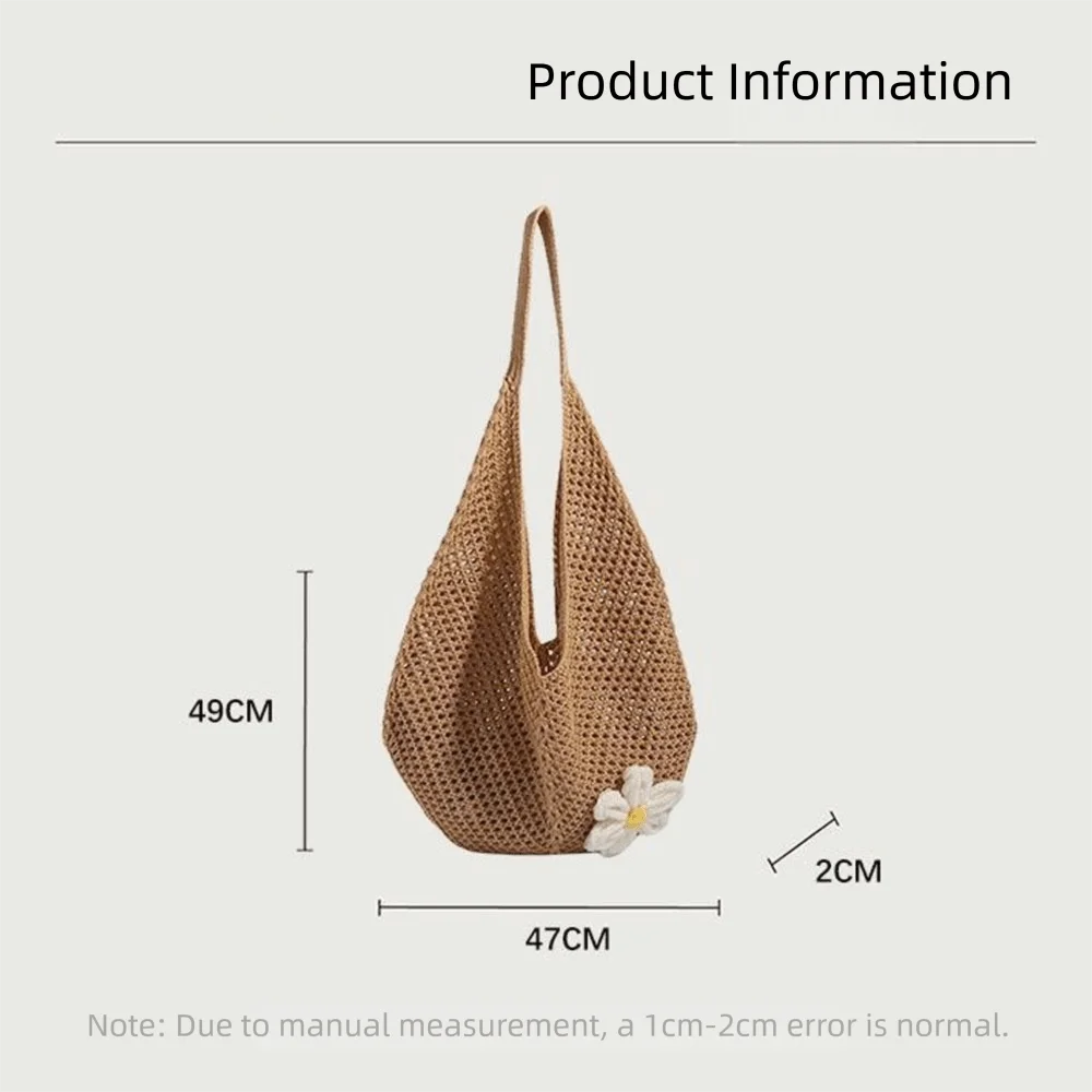 Bolso de hombro de ganchillo en estilo malla hueca
