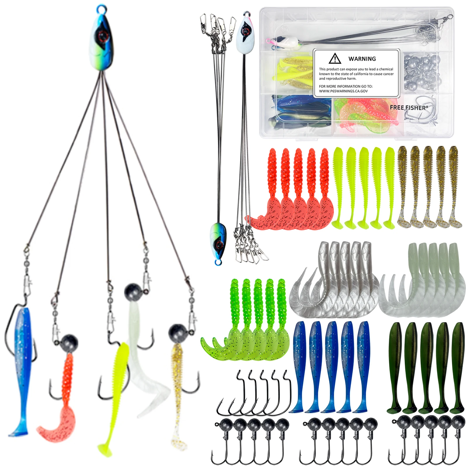FREE FISHER Señuelos blandos para Alabama Rig, pesca agua dulce/salada - imagen 2