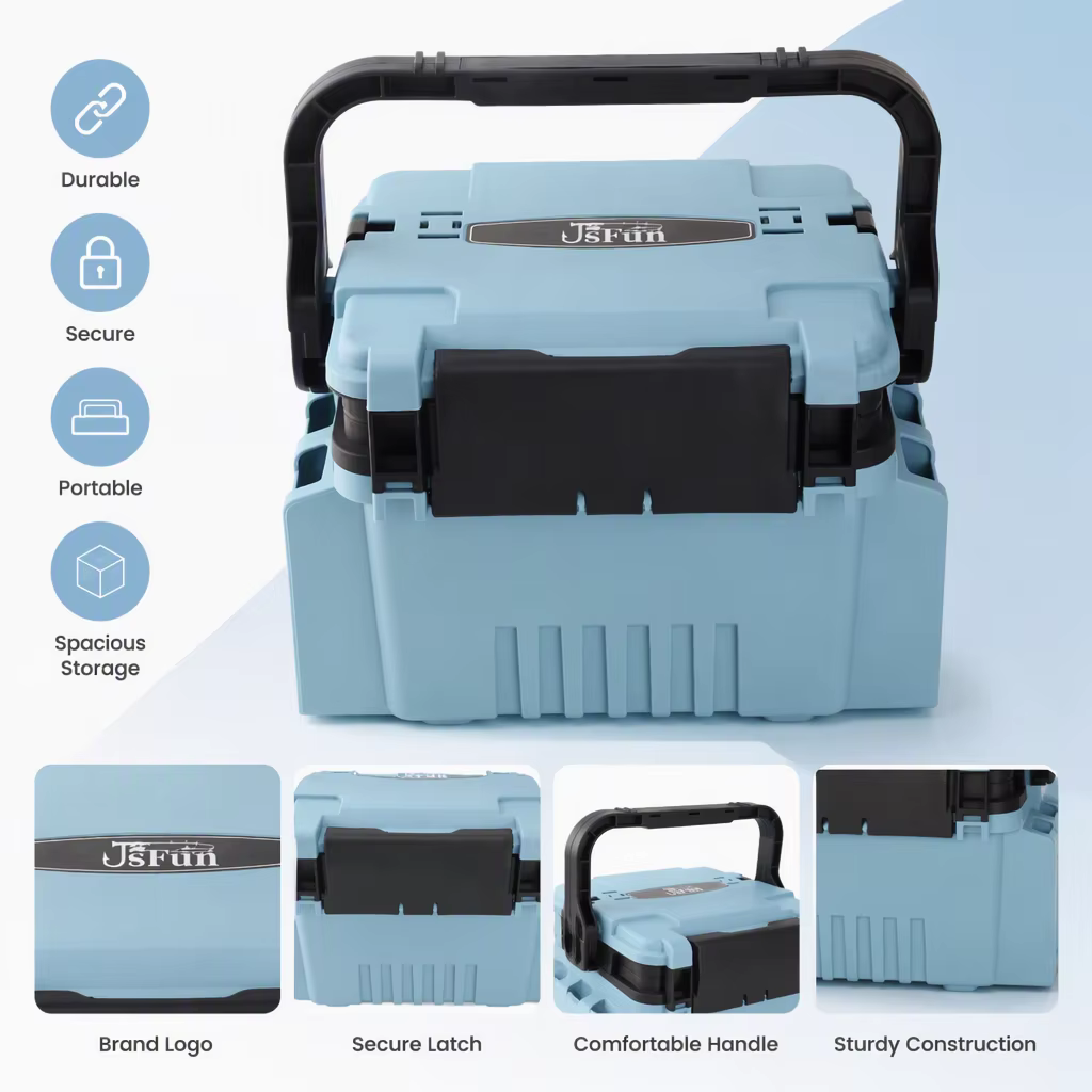 Caja de Aparejos de Pesca Impermeable con Asa – 2 Compartimentos para Señuelos y Anzuelos