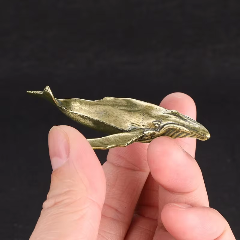 Decoración náutica ballena latón – Figura marinera vintage - imagen 5