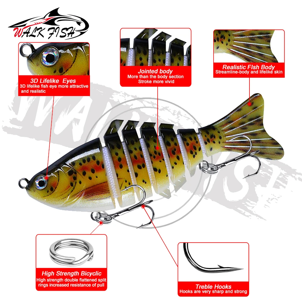 WALK FISH Crankbait multiarticulado de cebo duro para agua salada - imagen 4
