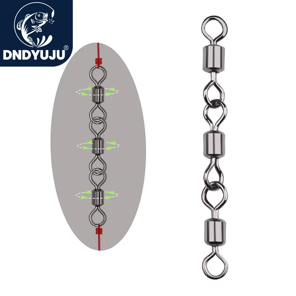 Giratorios triples con clip conector para pesca en agua salada - imagen 5