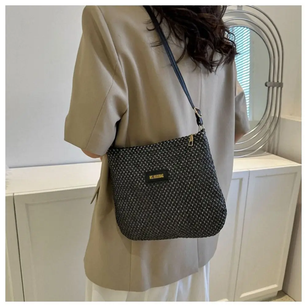 Bolso bandolera de paja estilo retro para mujer