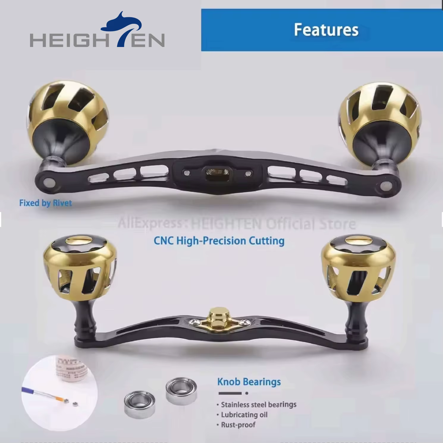 Manivela HEIGHTEN 120mm para carrete baitcasting – Perilla 32mm - imagen 5