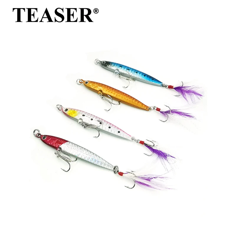 Señuelo TEASER J53 hierro con anzuelo de plumas para mar - imagen 2
