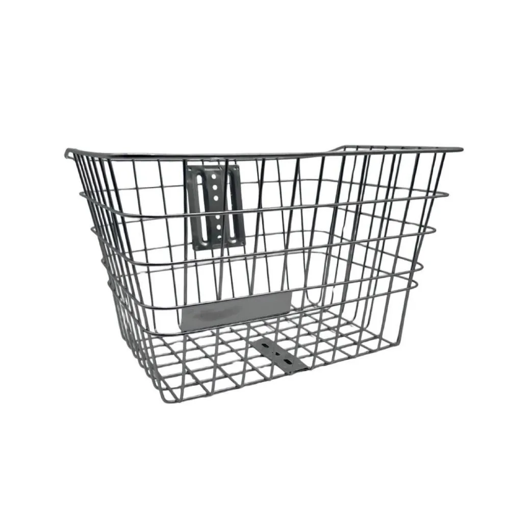 Cesta trasera bicicleta metal ajustable plateada fija y duradera