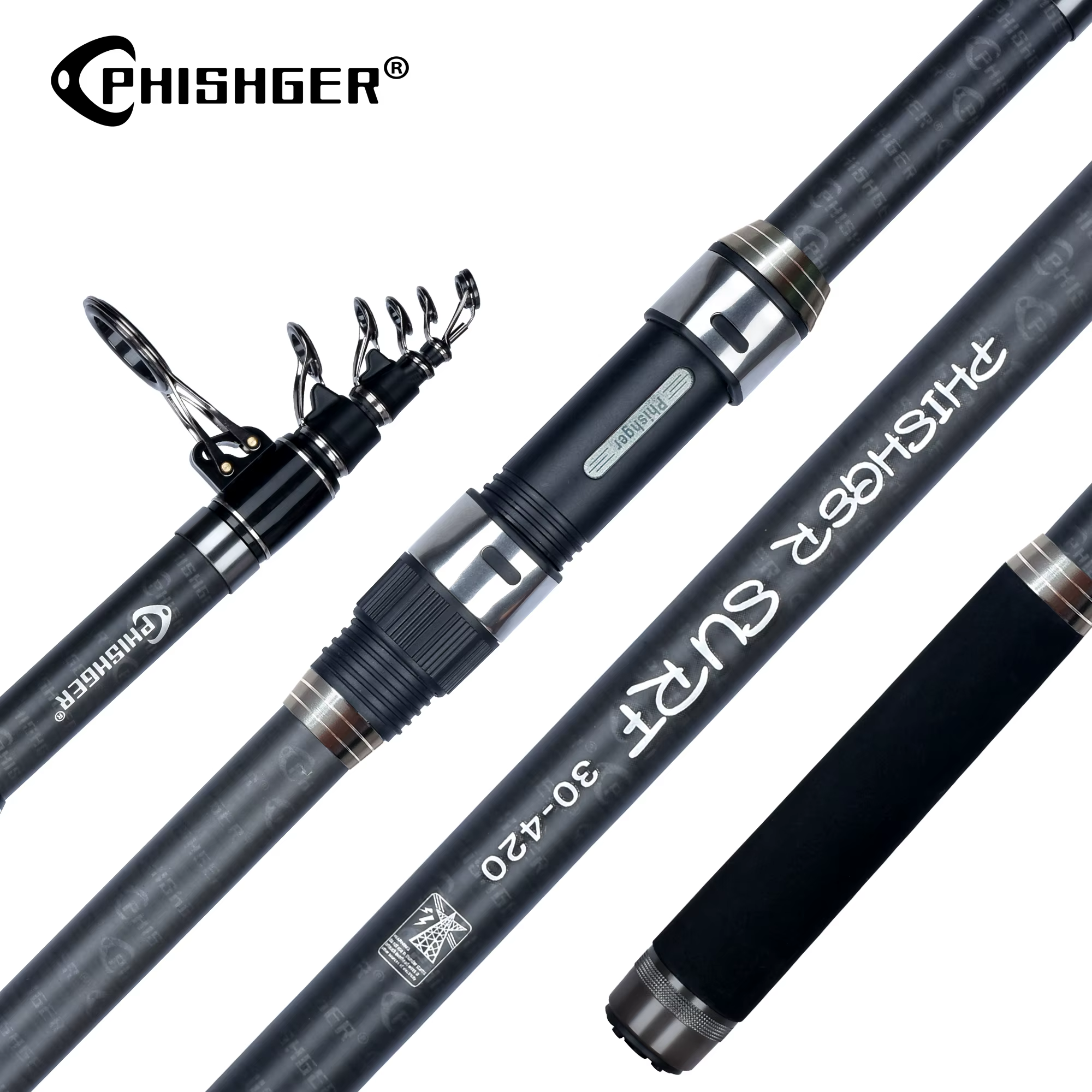 Caña Telescópica Carbono PHISHGER – Surfcasting 80-150g