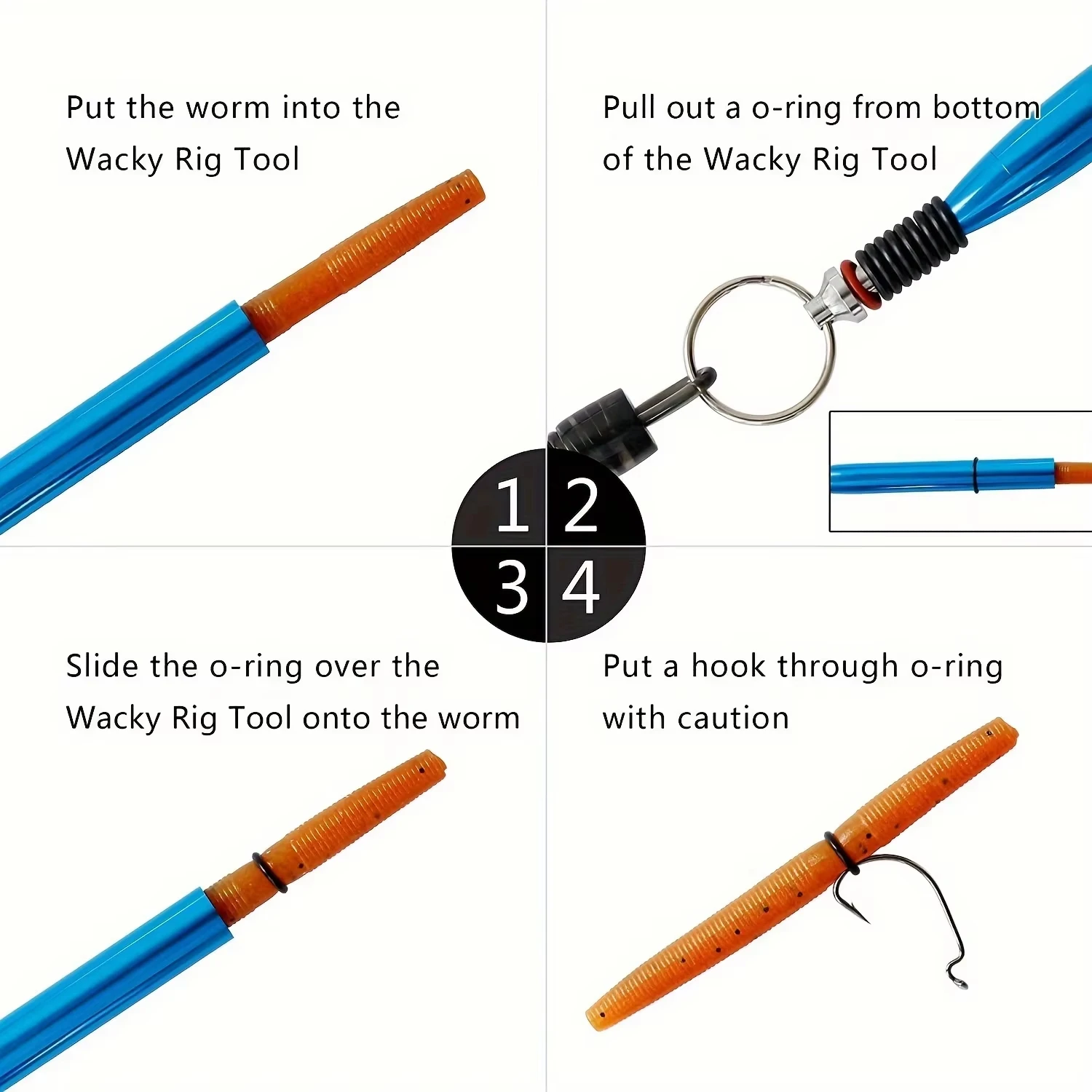 Goture Wacky Rig herramienta O-Ring para vinilo Senko con mosquetón