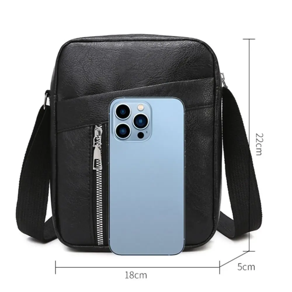 Bolso bandolera negro de piel sintética, estilo mensajero
