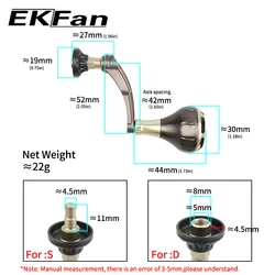 Manivela de aluminio EKFan roscada para carretes spinning