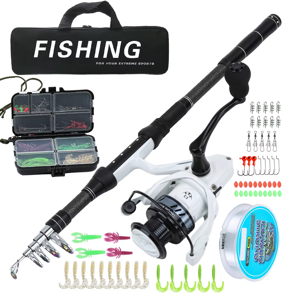 Caña telescópica con carrete y equipo de pesca completo - imagen 2