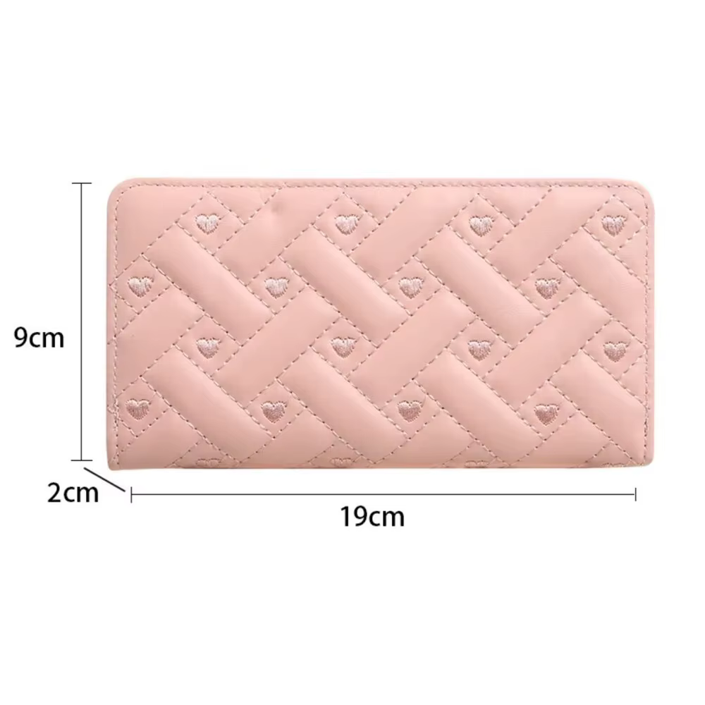 Cartera de Mano de Cuero PU Bordado Corazón con Cremallera y Tarjetero - imagen 5