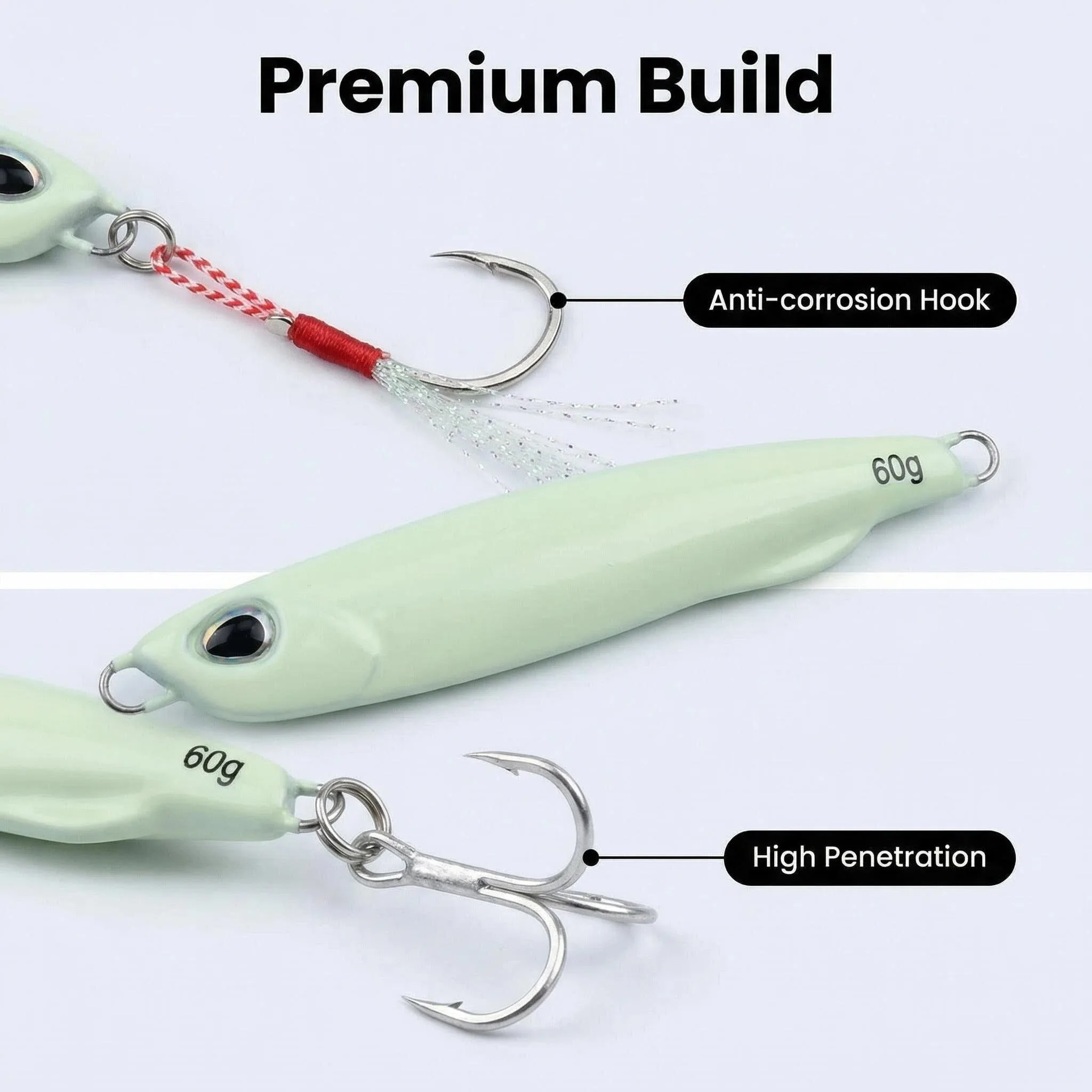 Señuelo luminoso de caída lenta – Cuchara metálica jig para lubina - imagen 5