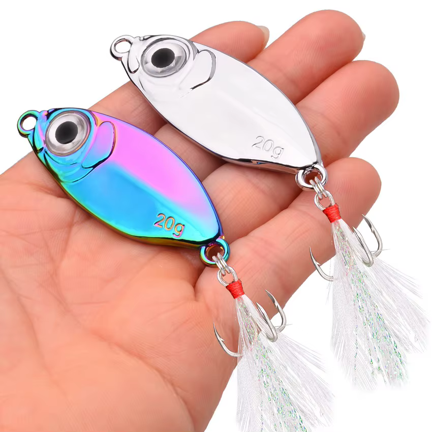 Señuelo de jigging para trucha en acabado multicolor plateado