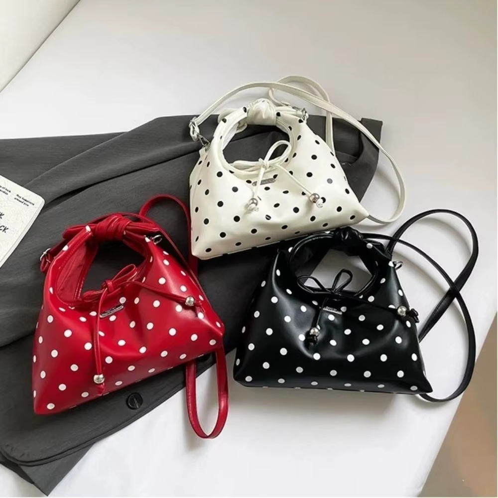 Bolso Bandolera Cuero PU con Lazo y Estampado de Puntos para Mujer - imagen 4