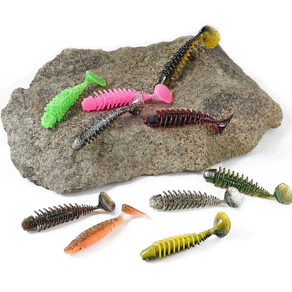 Vinilos TPR cola en T 4cm – Elásticos con giro inverso para pesca - imagen 3