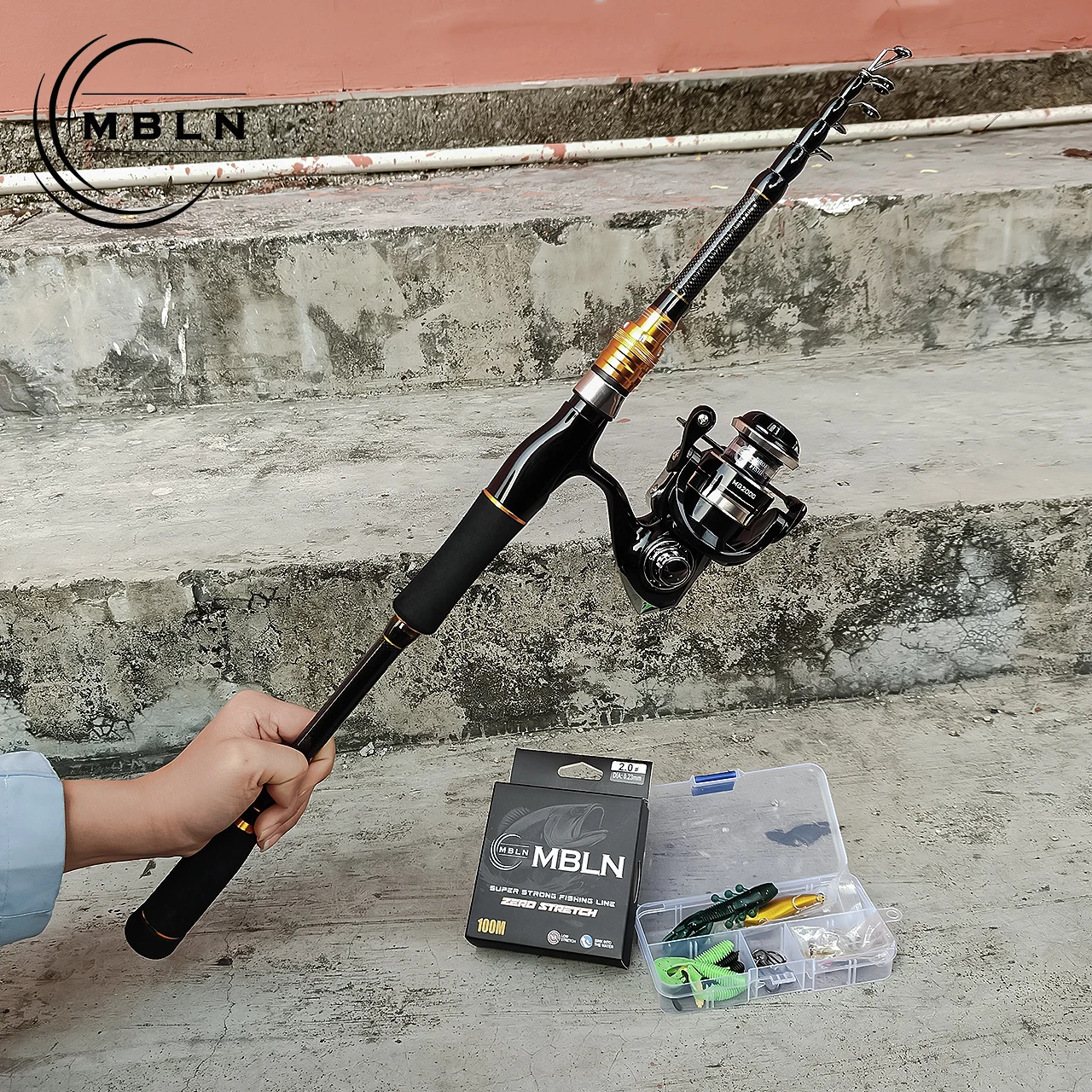 MBLN - Juego de caña telescópica portátil para pesca