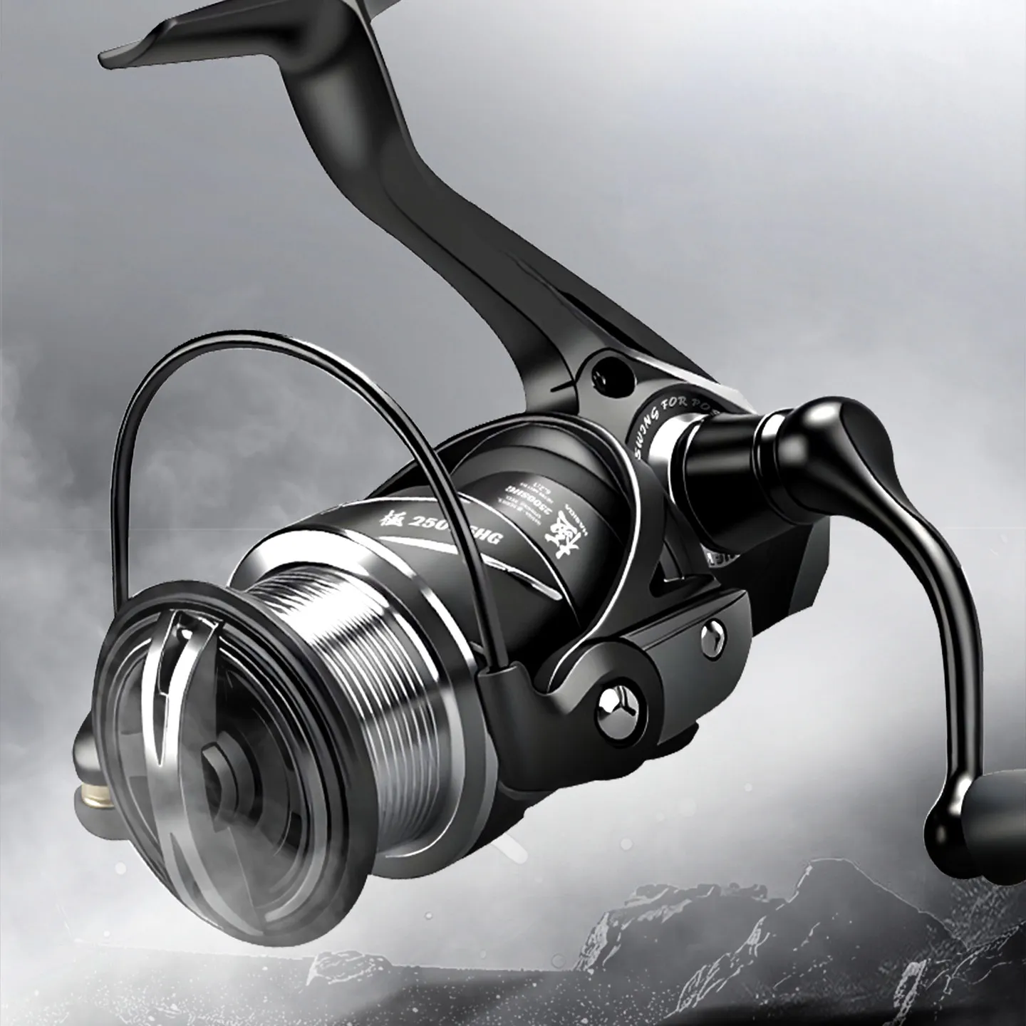 Detalle del carrete y el sistema de bobina para pesca ligera