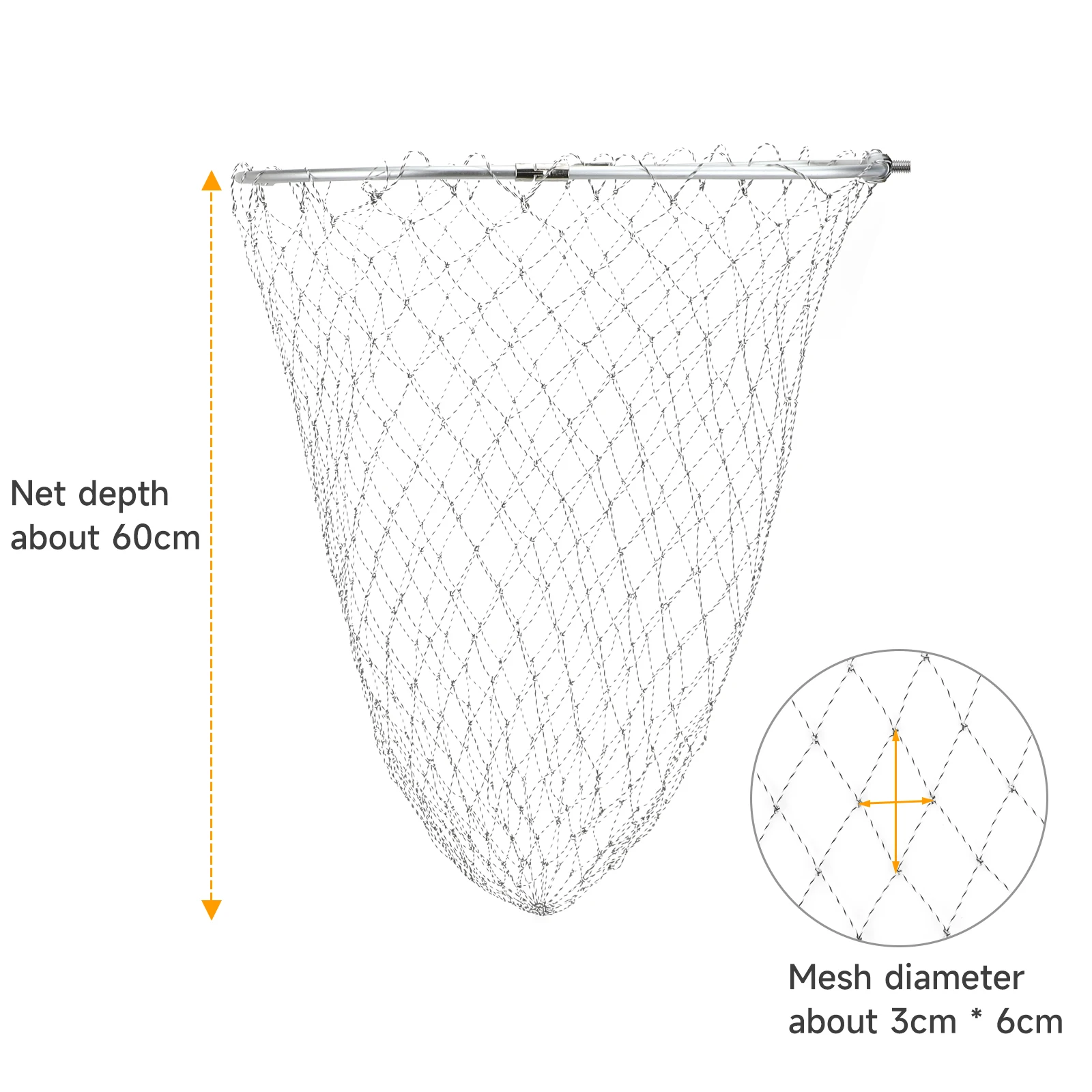 Red de pesca plegable SANLIKE ovalada aluminio – nailon anticorrosión