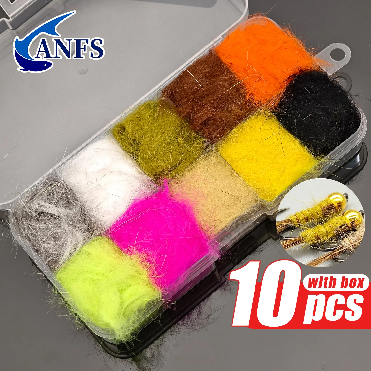 ANFS Pelo de conejo para atado moscas, uso en ninfas y caddis - imagen 3